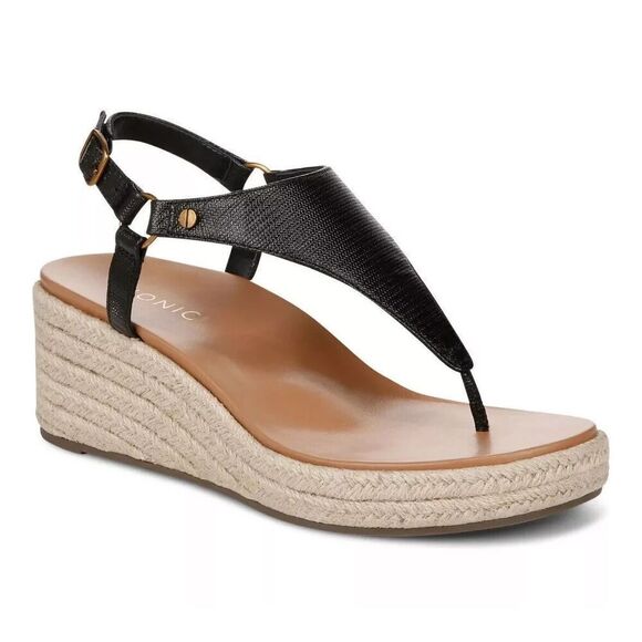 New Vionic Kirra Wedge Women's Supportive Sandal Black - Size 9.5 - Picture 2 of 6
